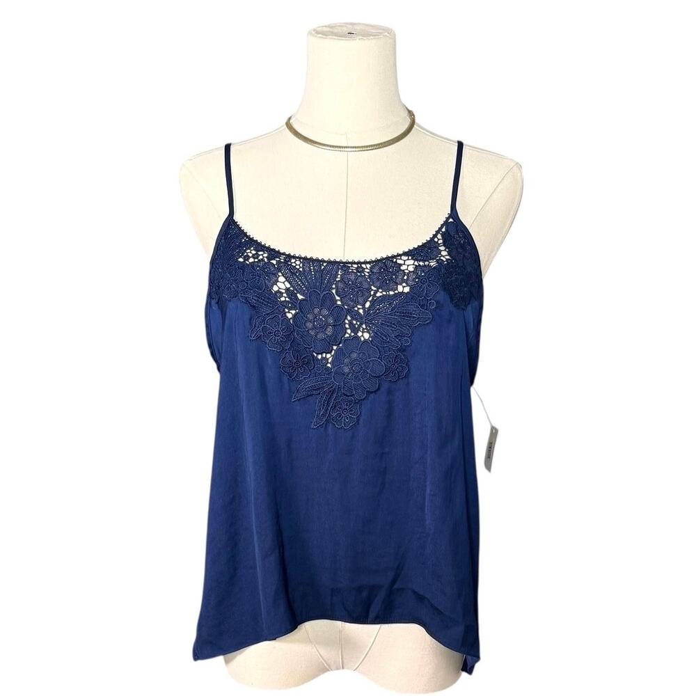 Jonquil Lace Satin Cami Top Blue NWT Medium Y2k Minimalist Layering